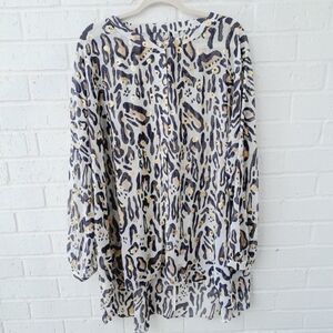 CATO Tiger Metallic Print Bathingsuit Cover Up Tunic Sheer Top sz: 22-24W